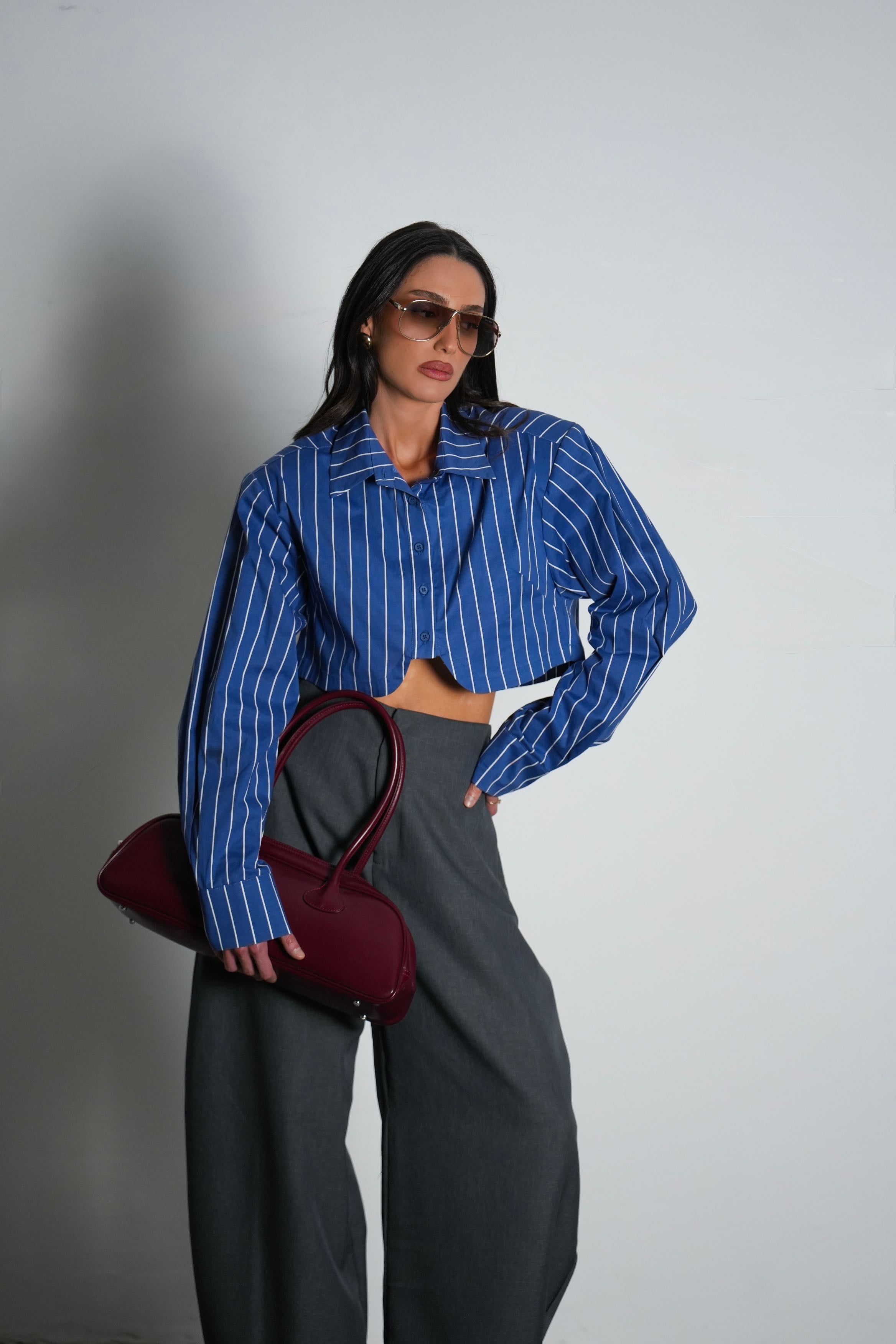 חולצת סטריפ-כחול פסים