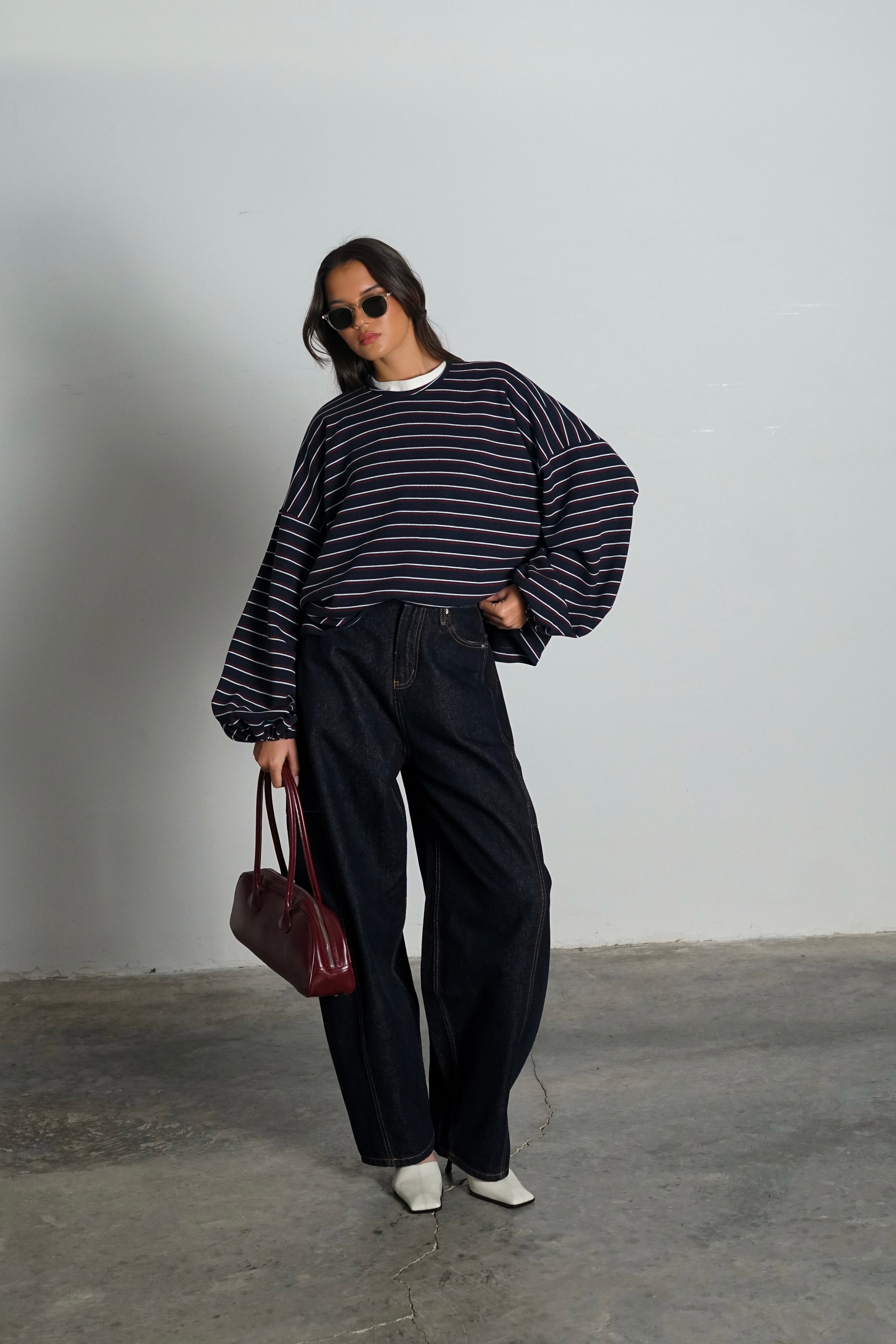 חולצת מייבי-כחול פסים