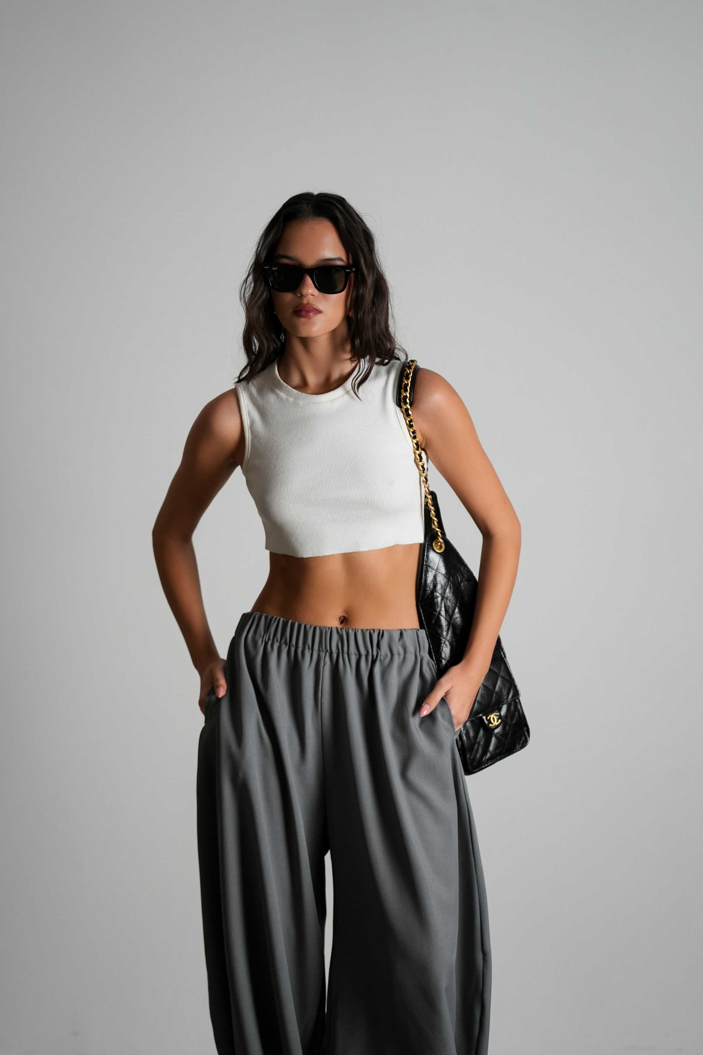 מכנסי טייטל-אפור