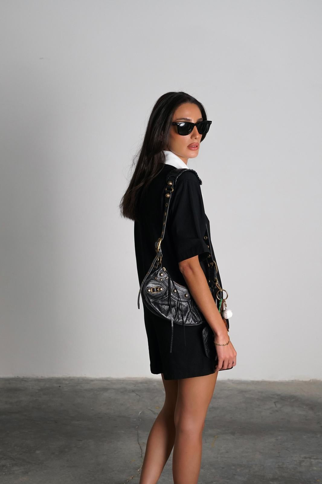 אוברול מוזס-שחור לבן