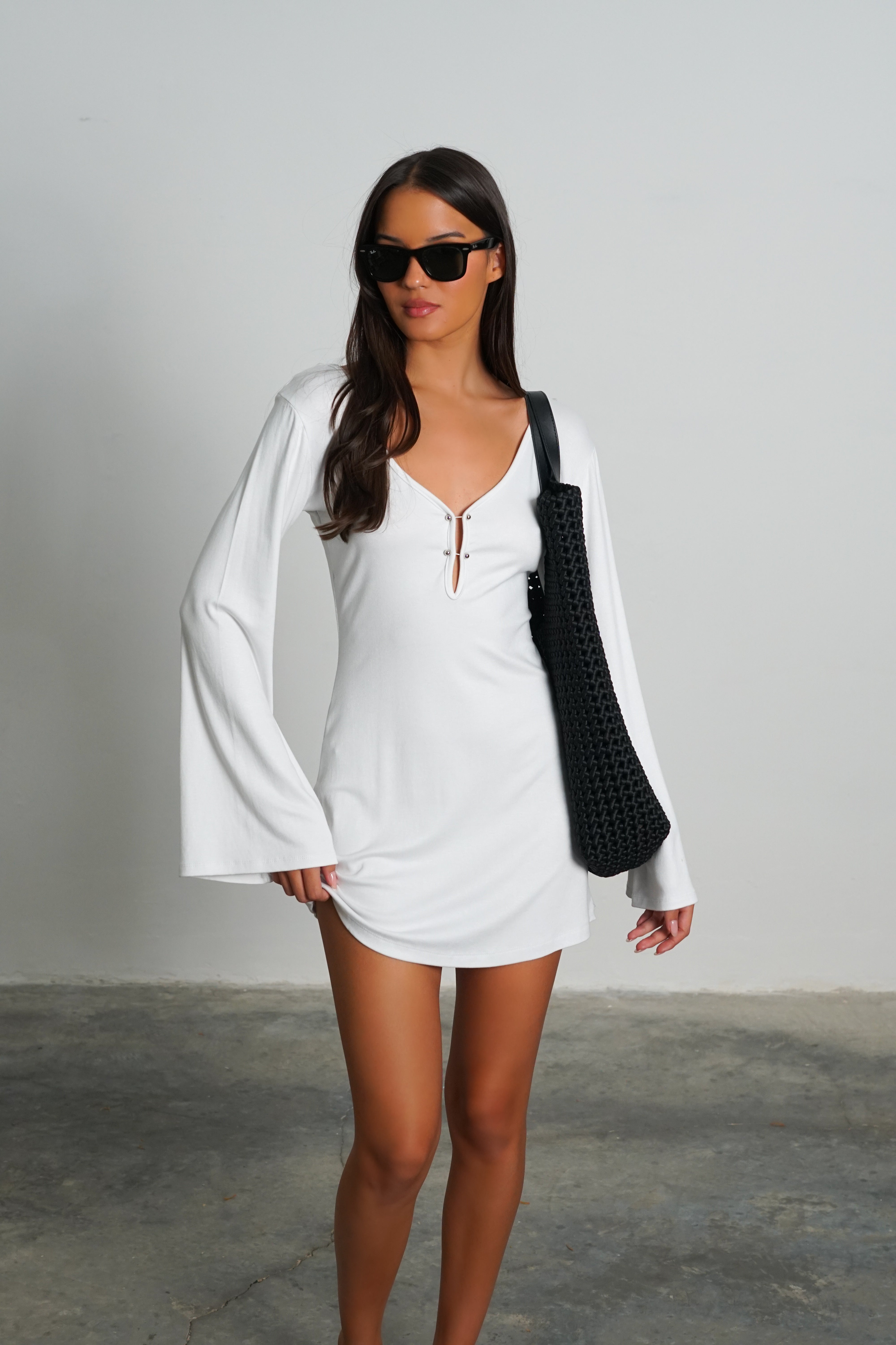 שמלת פצ'ולי מיני-לבן