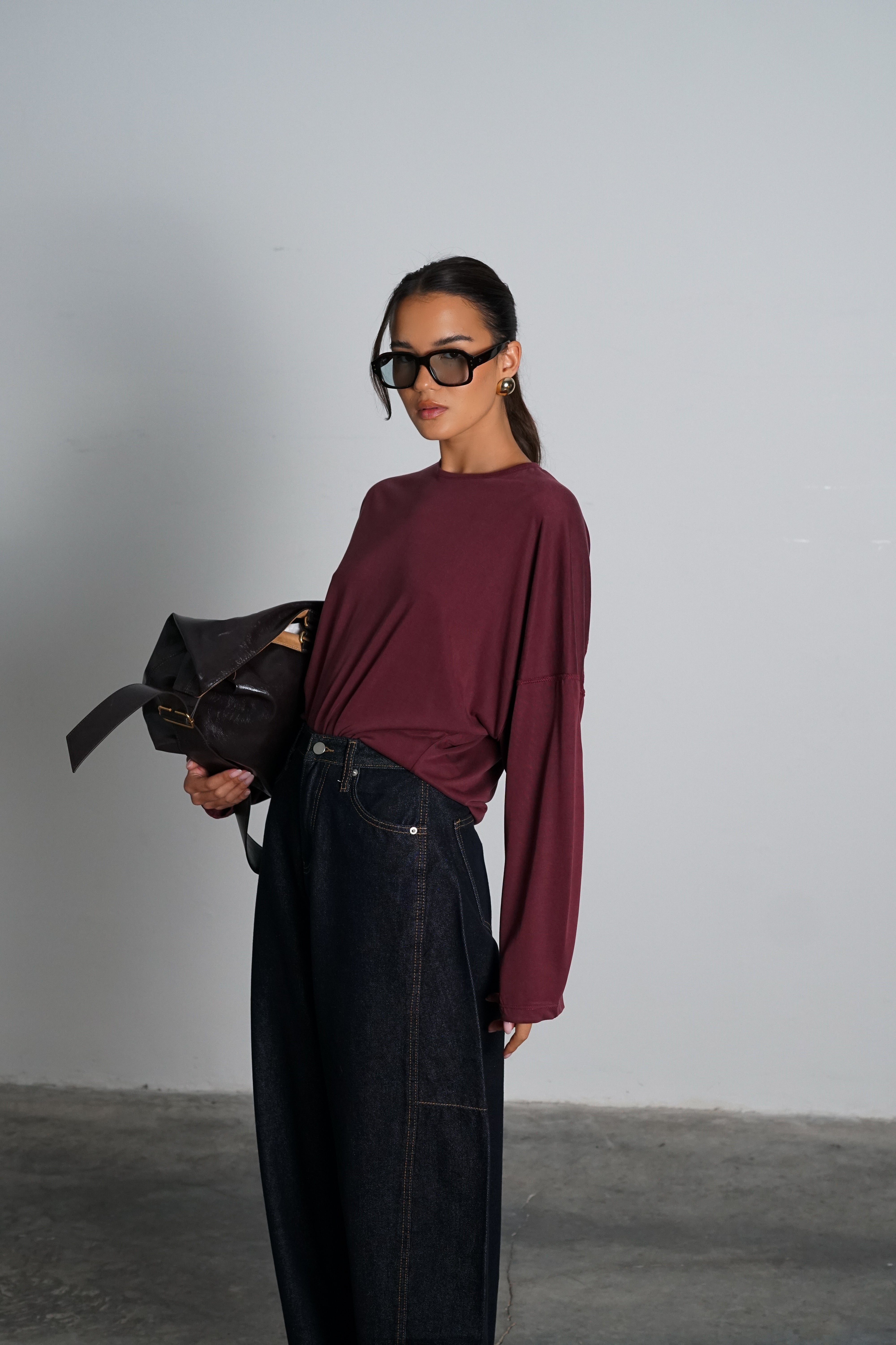 חולצת קריקט-בורדו