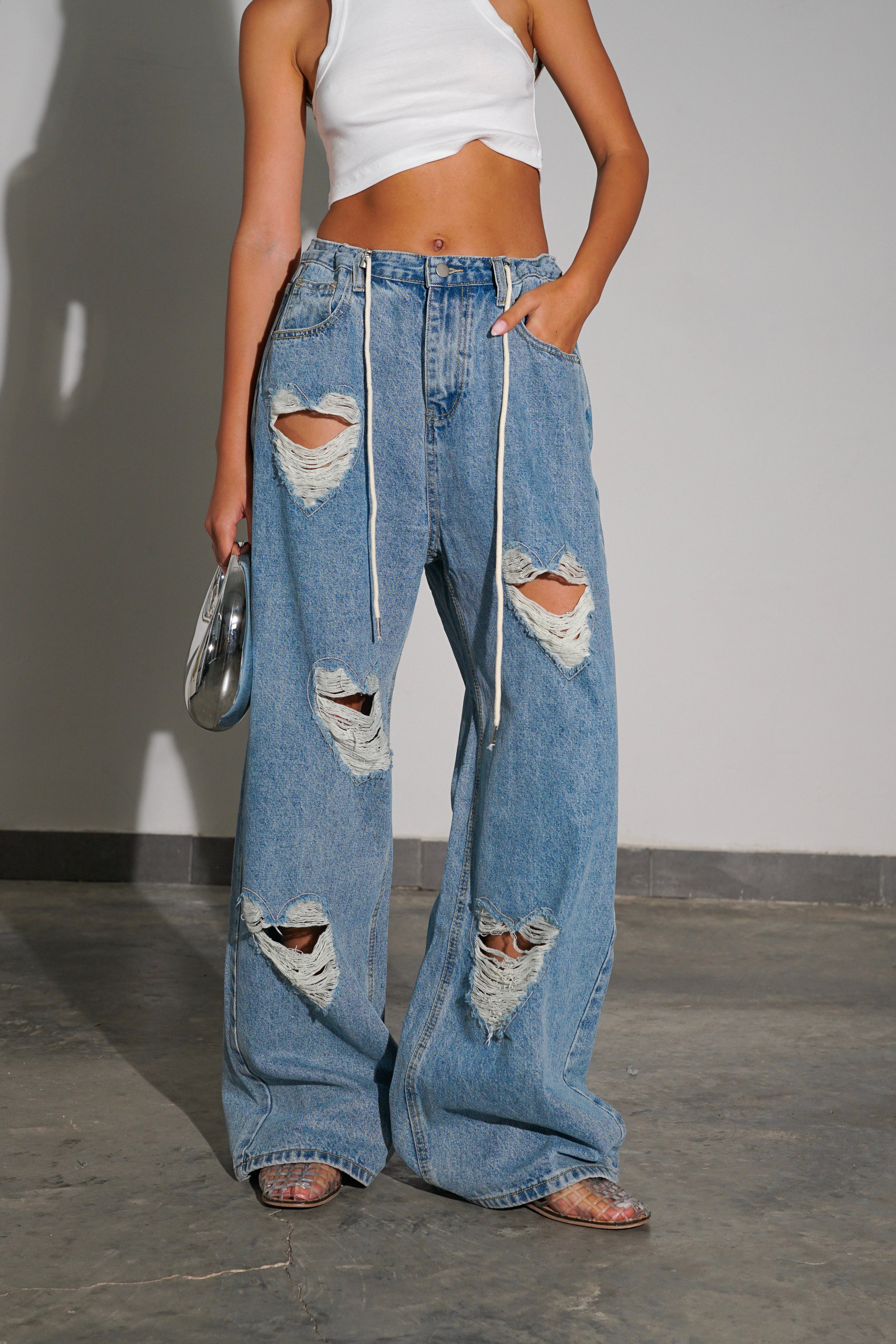 ג'ינס לבבות-כחול כהה