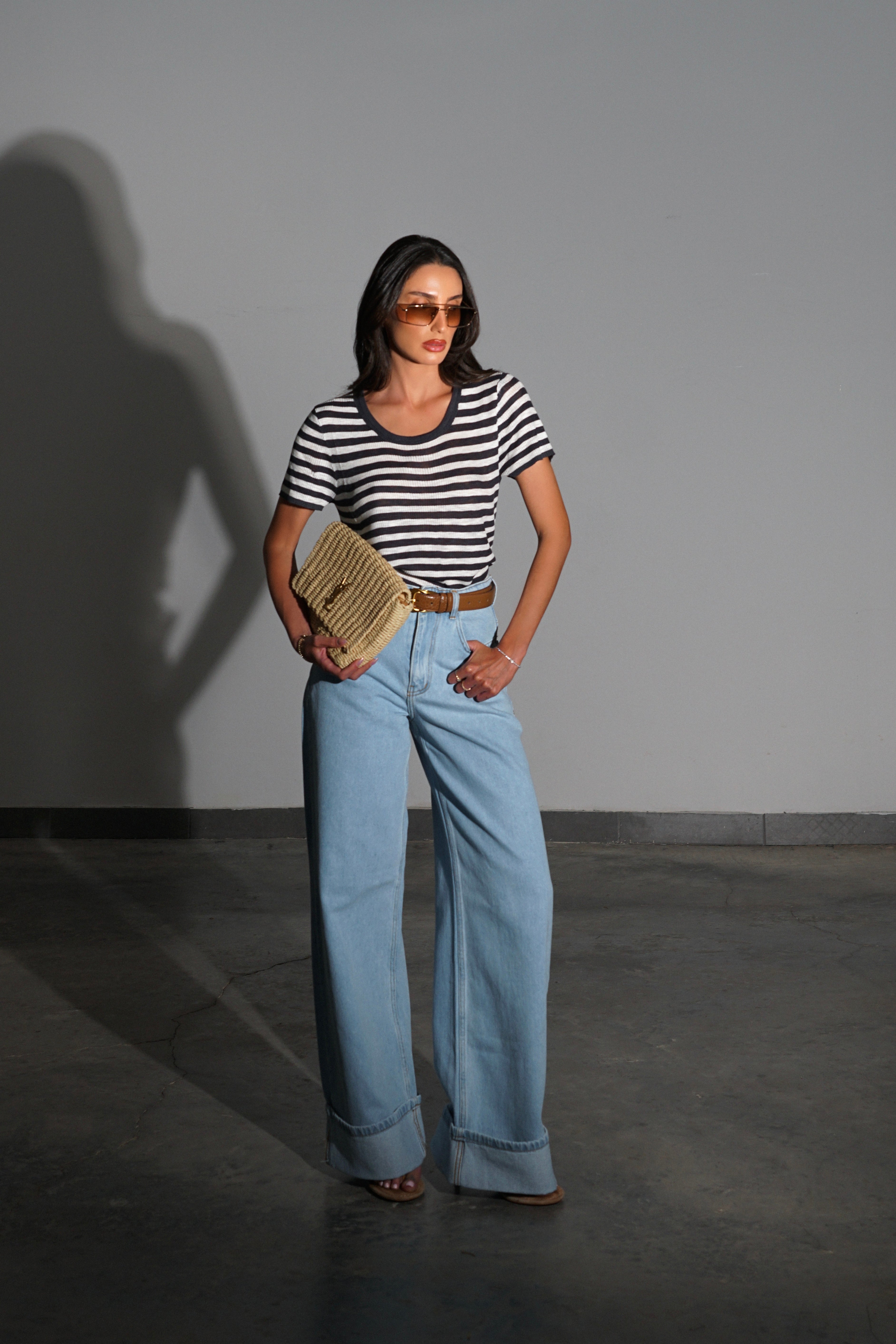 חולצת קירי פסים-שחור לבן