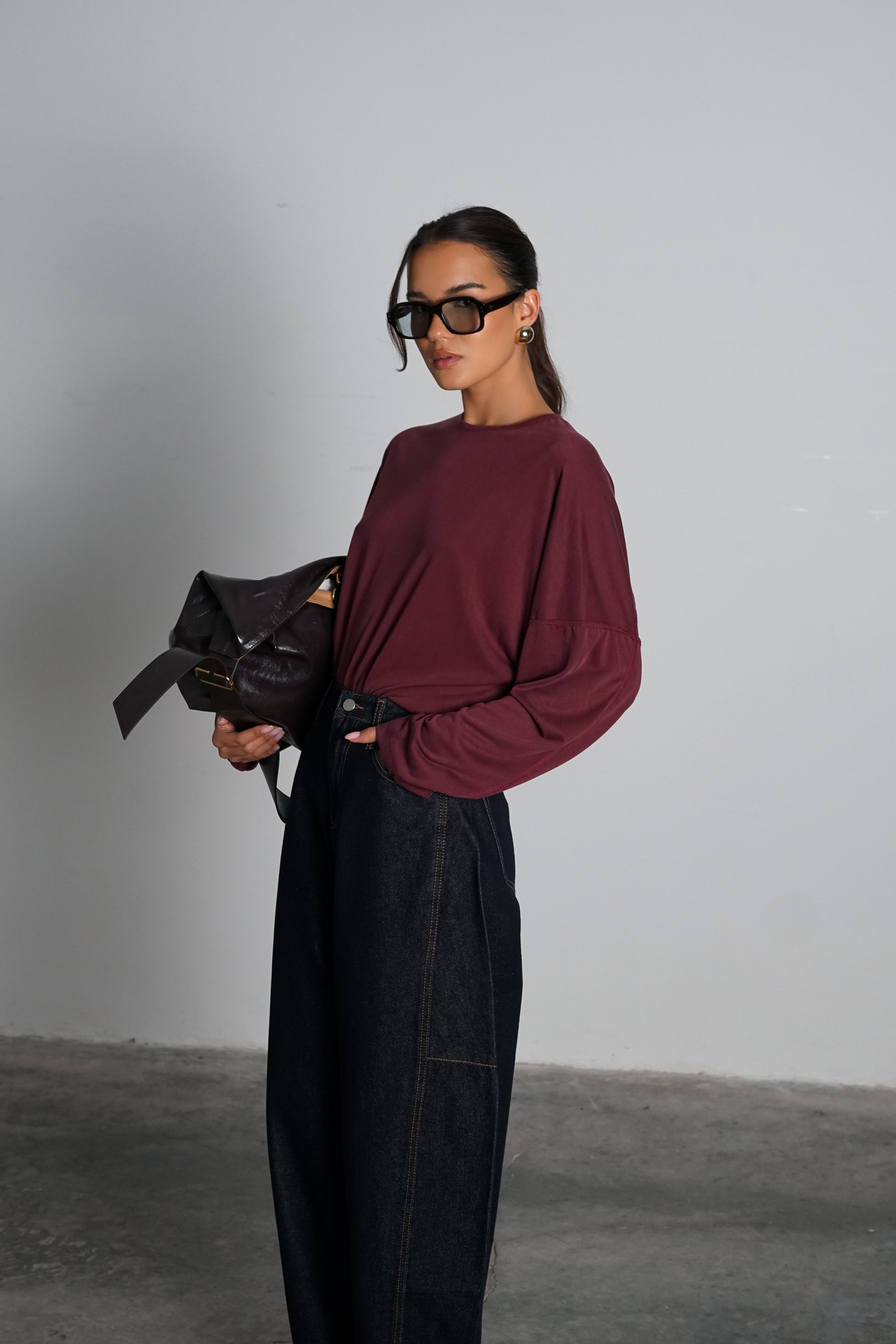 חולצת קריקט-בורדו