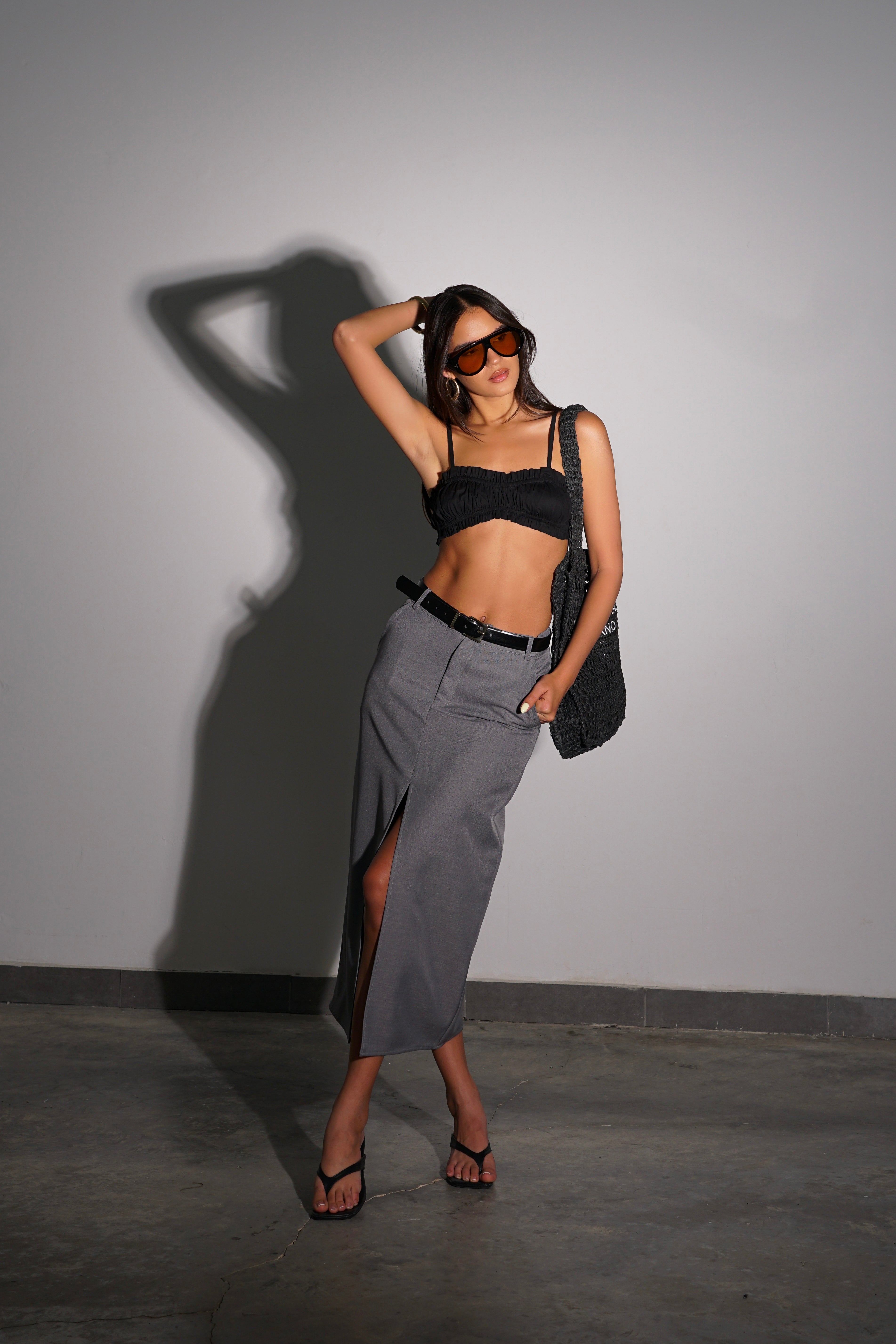 חצאית סיימי-אפור