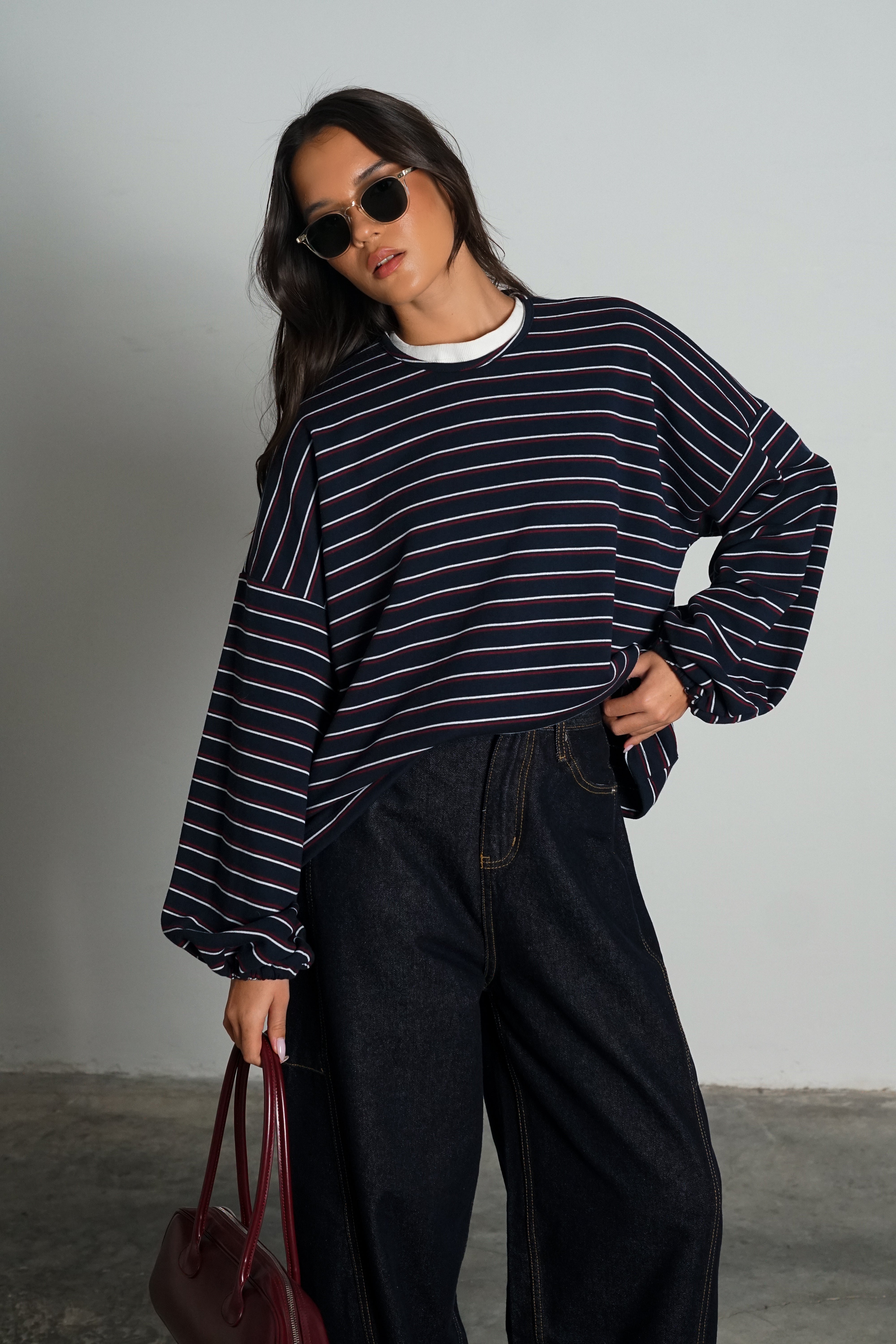 חולצת מייבי-כחול פסים