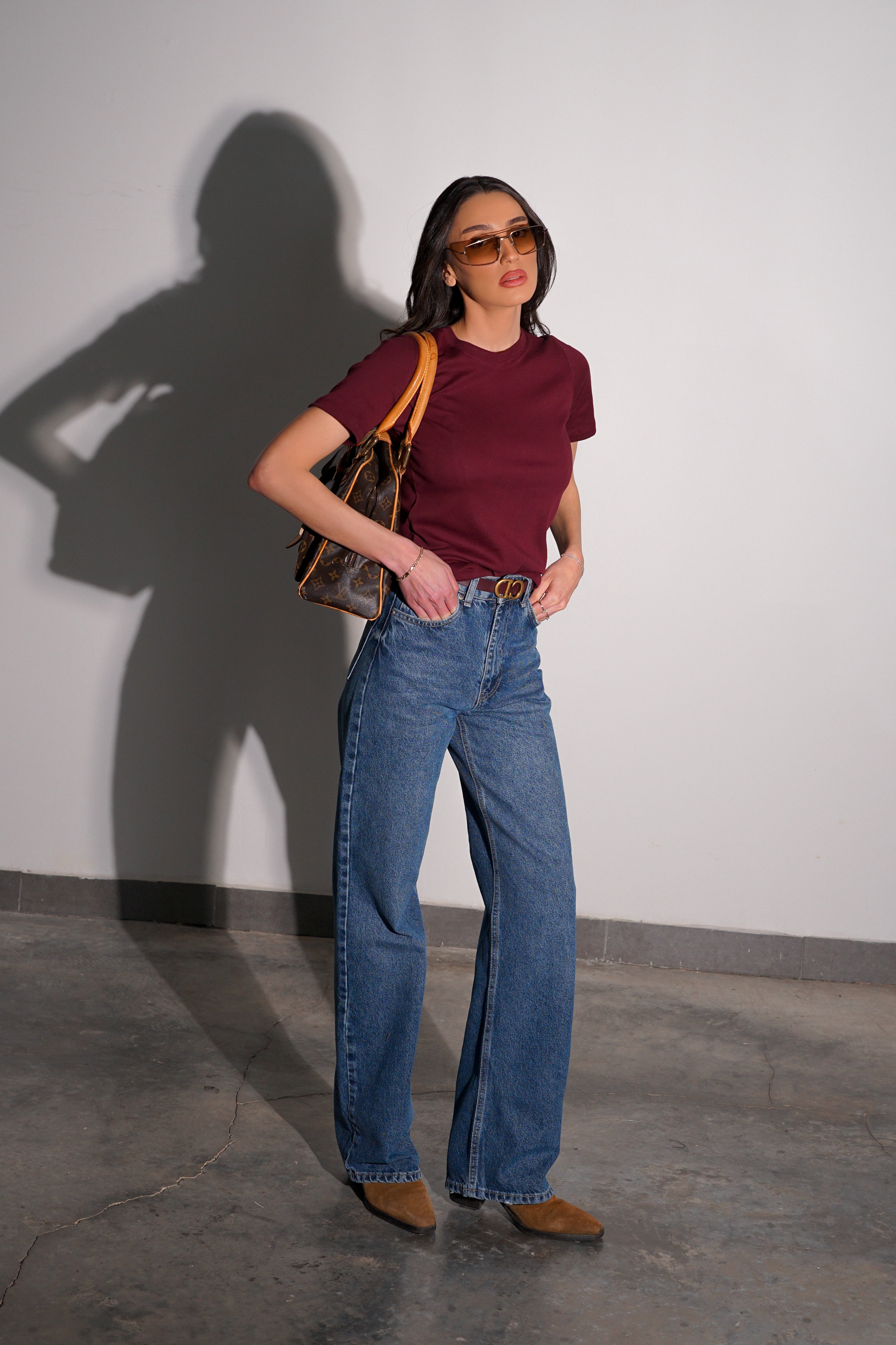 חולצת בייסיק טי-בורדו