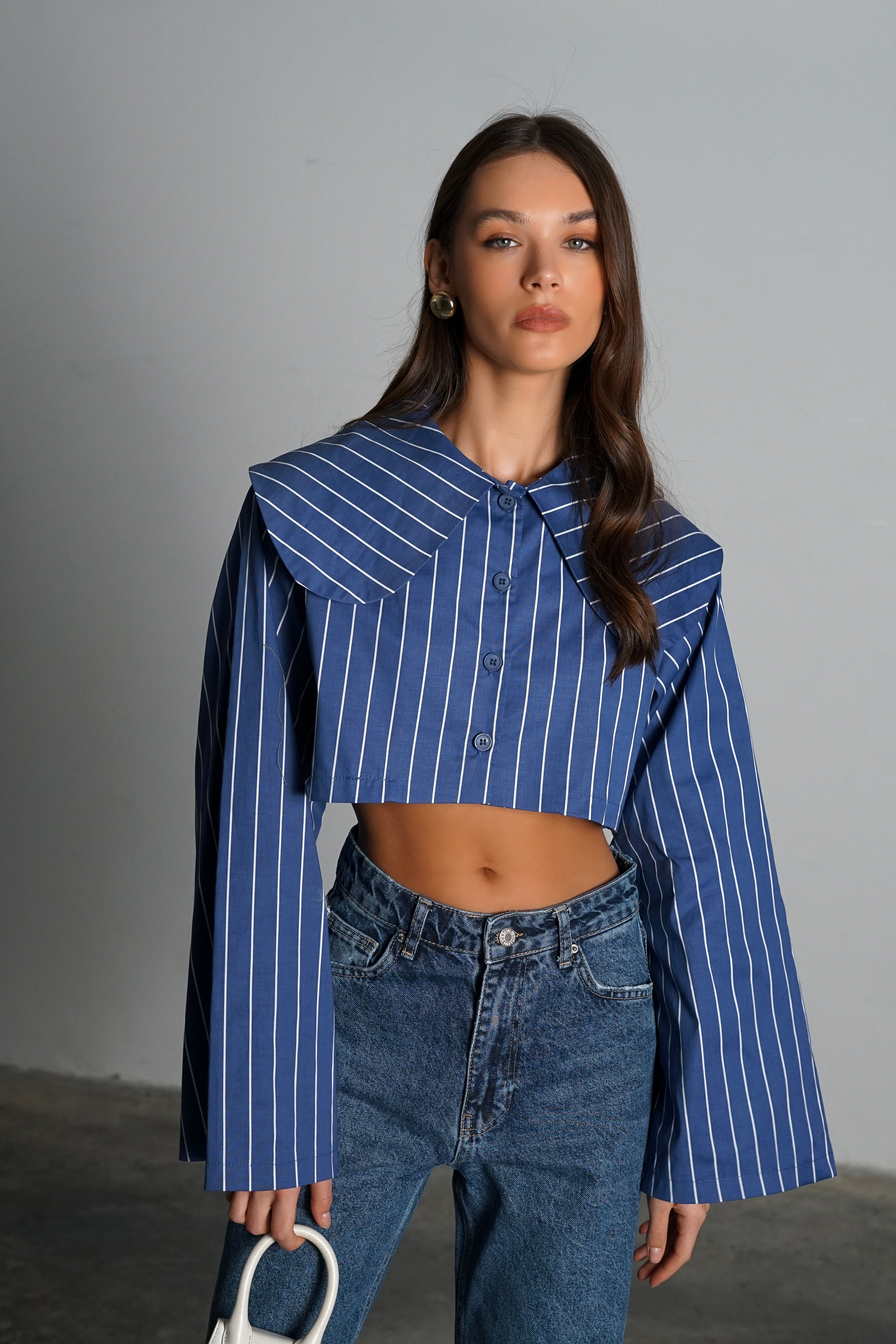 חולצת קרמברי-כחול פסים