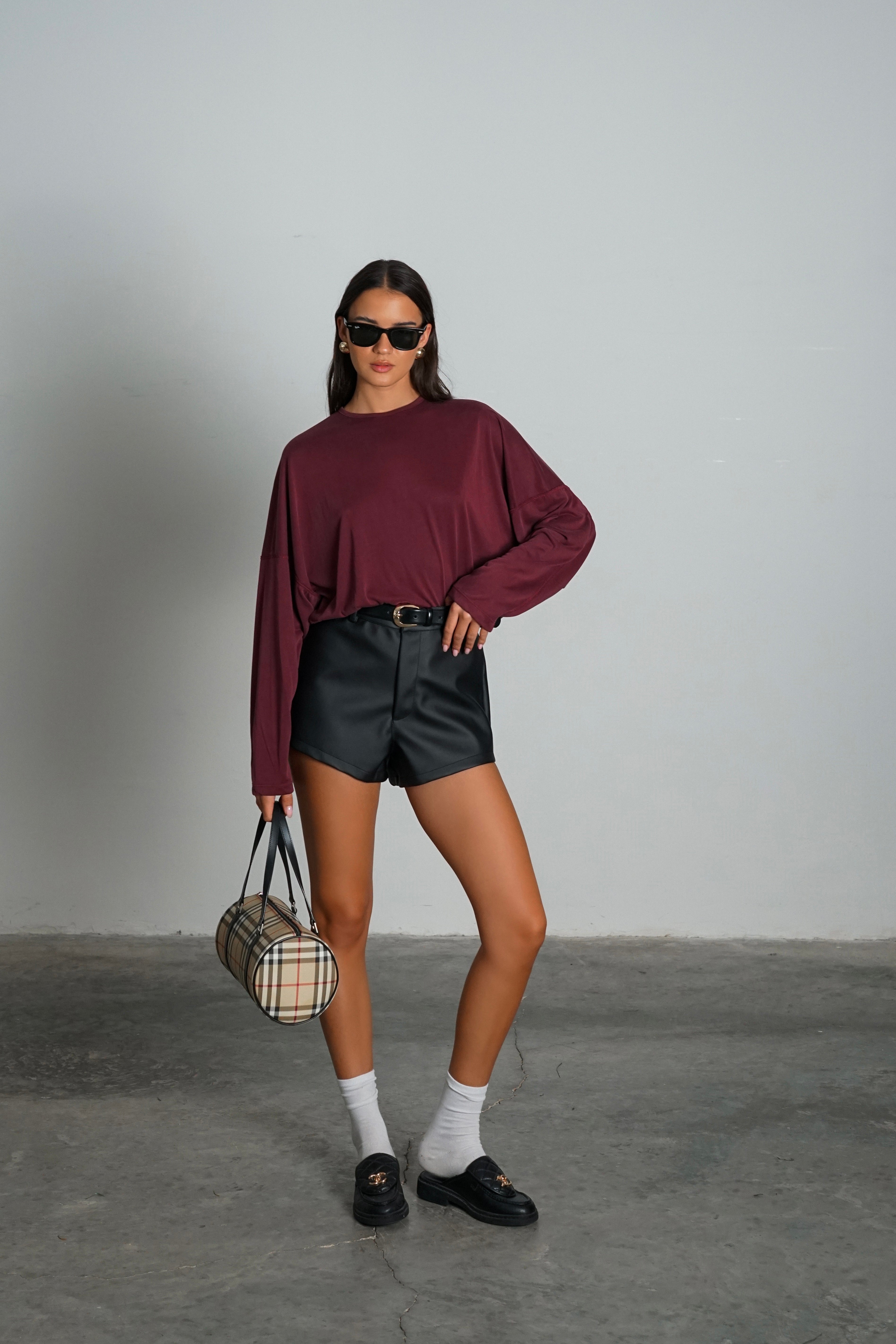 חולצת קריקט-בורדו