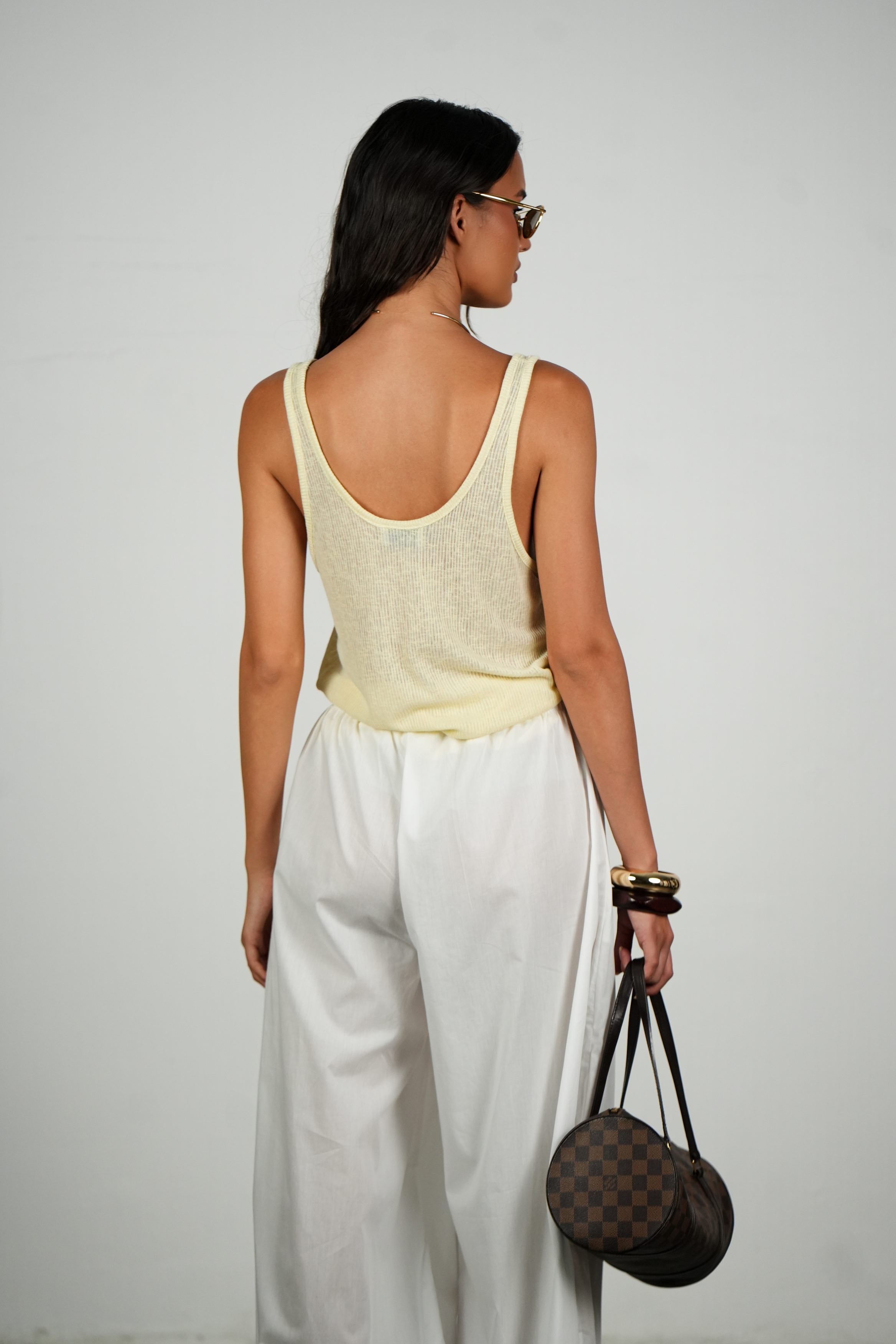 מכנסי טייטל כותנה-לבן