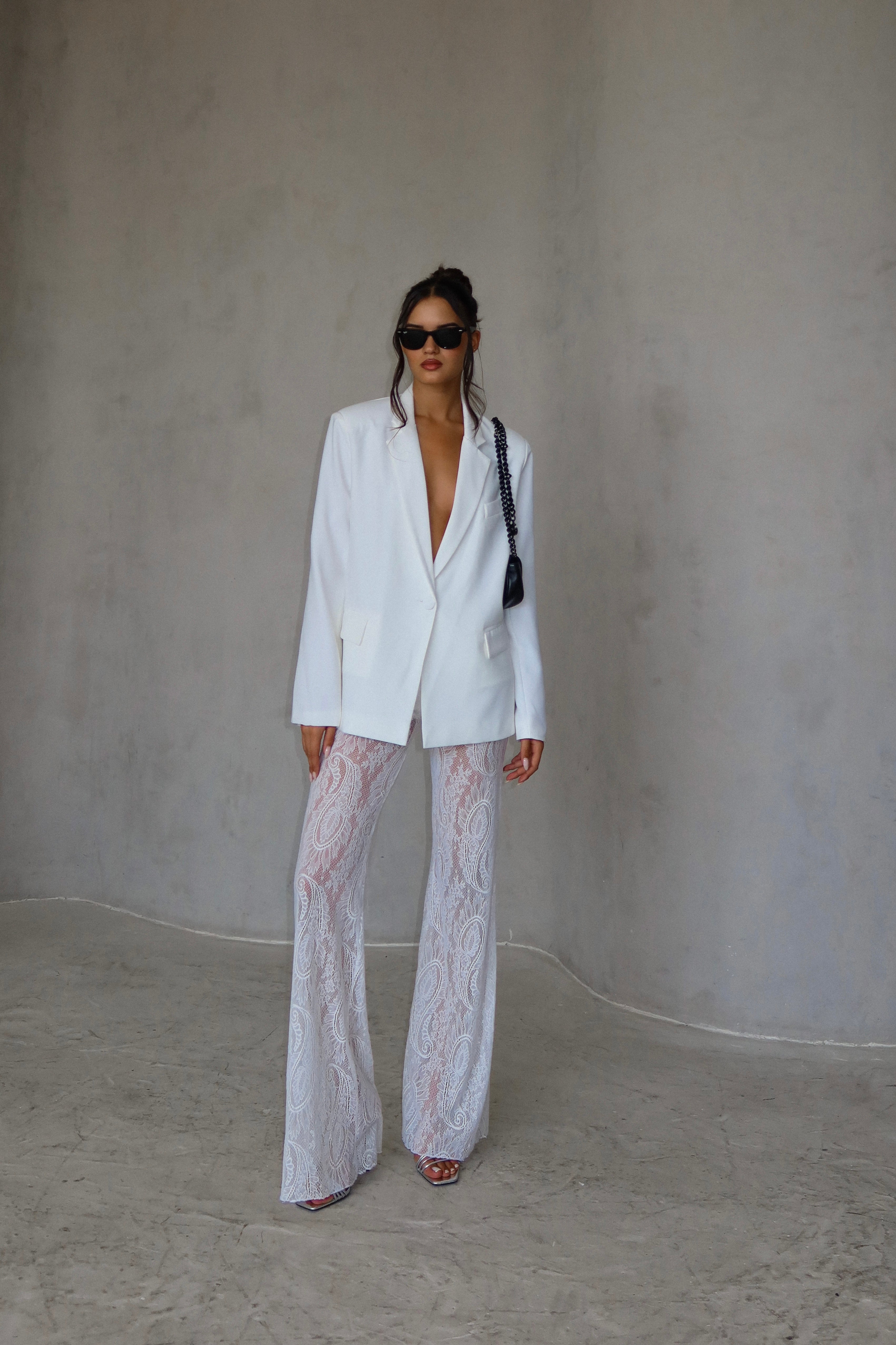 מכנסי לייסי - לבן