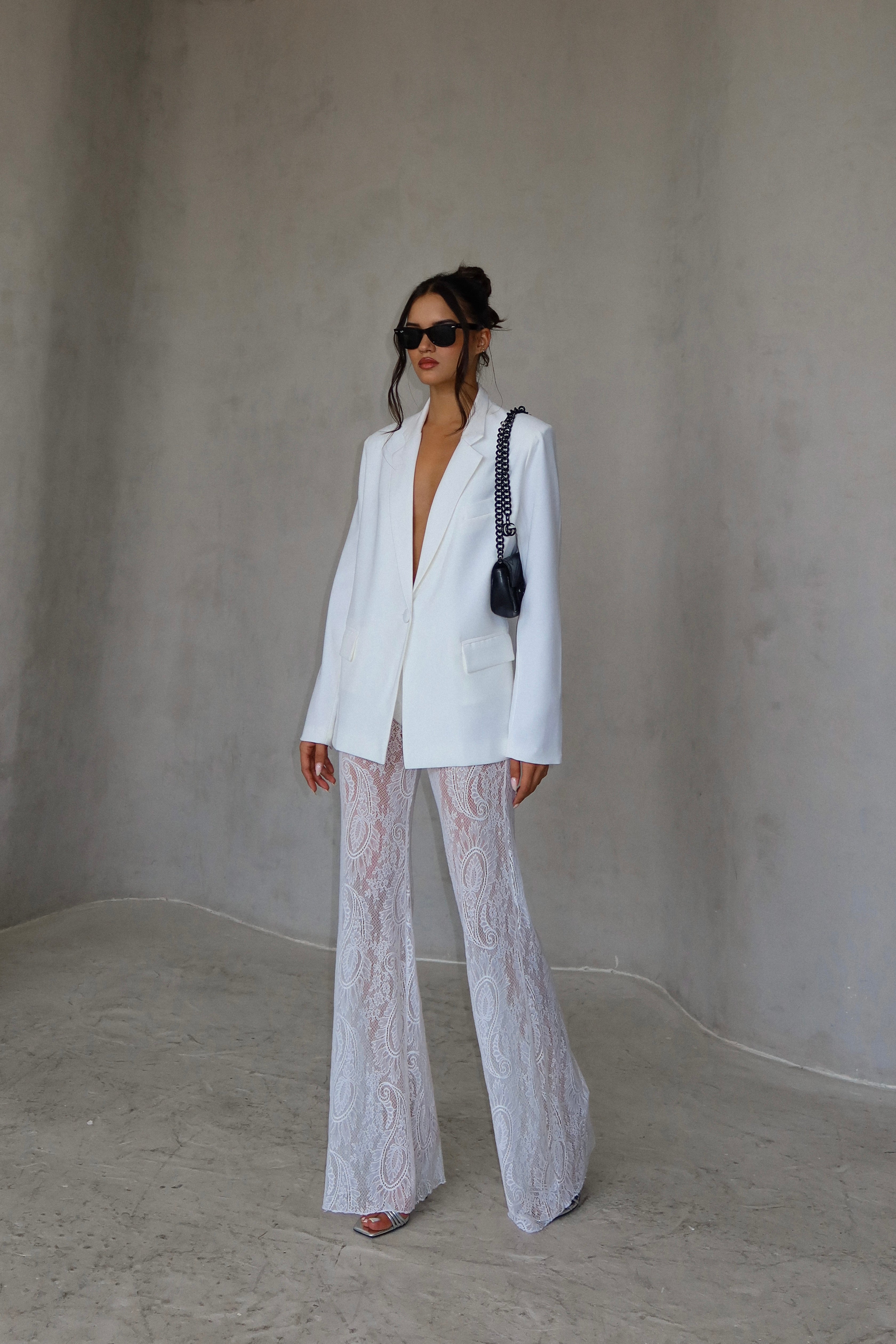 מכנסי לייסי - לבן