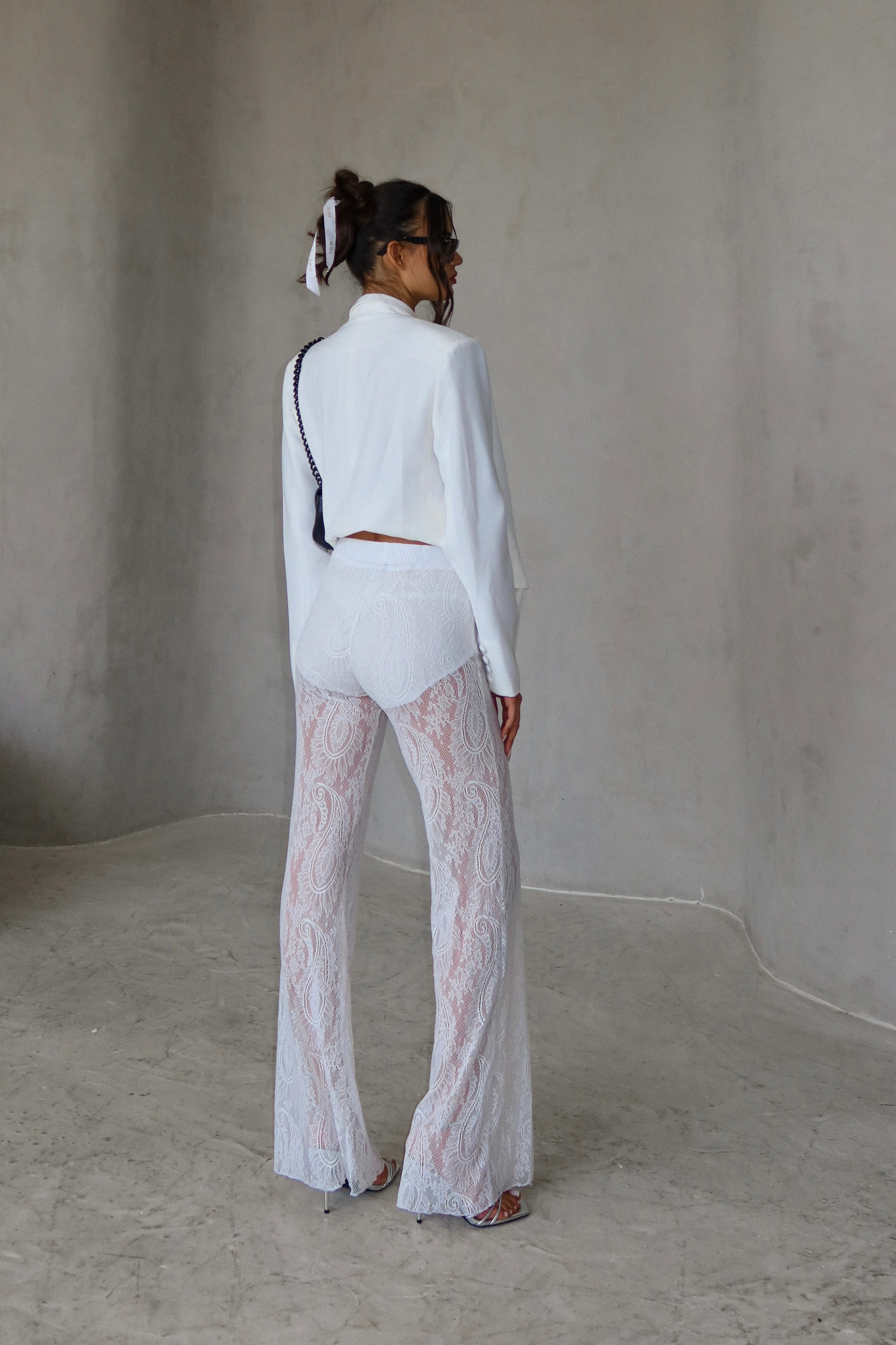 מכנסי לייסי - לבן