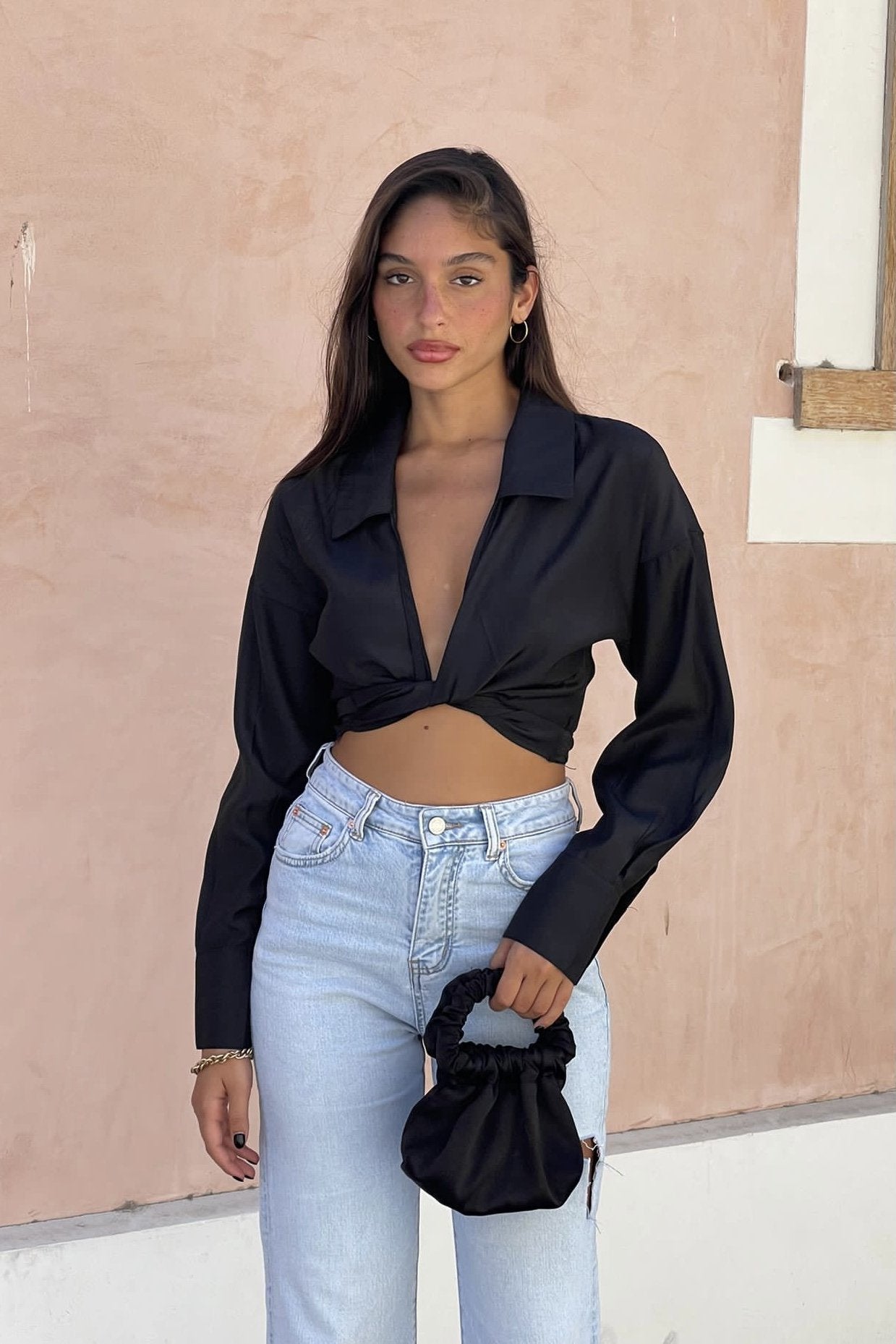 חולצת קרופ נעמי - ורוד